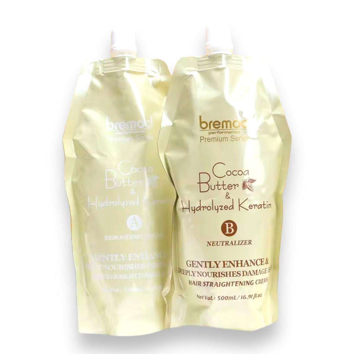 Bremod Premium Keratin Hair Straightening Rebonding Cream – Cocoa Butter Hydrolyzed (2 x 500ml)